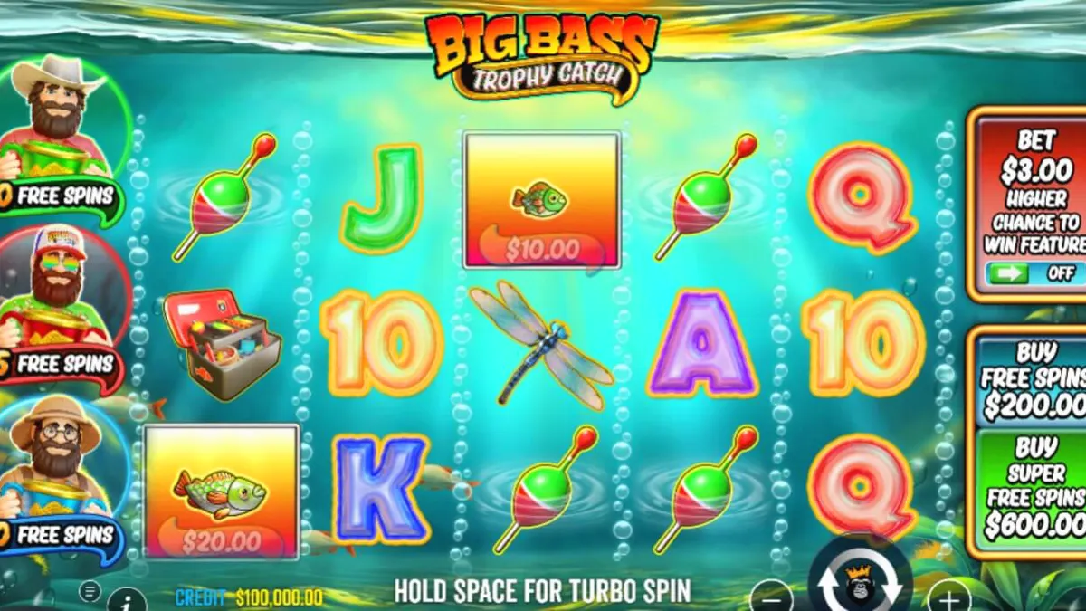 Tampilan visual slot Big Bass Trophy Catch dengan tema memancing yang ikonik